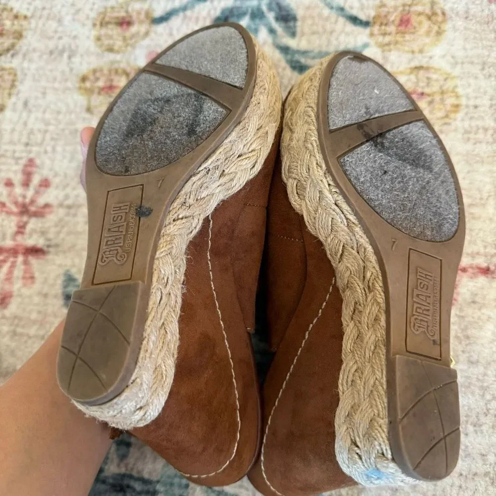 Brash Espadrille Brown Wedges - Picture 2 of 4